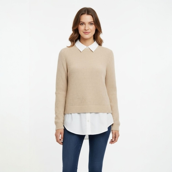 Veronica Beard Sweaters - Veronica Beard Wool Cashmere Layered Pullover Sweater - Preppy Old Money - M